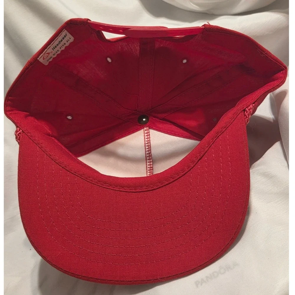 Vintage AJD Headwear Red Snapback Hat Williams Marine Norfolk VA‎ Rope Cap Mens